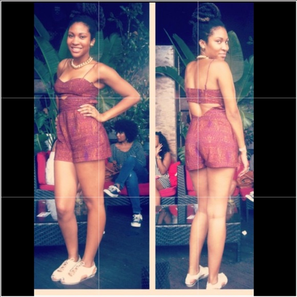 BCBGeneration Pants - BCBGeneration cutout purple and orange romper sz4